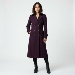 Vintage Womens JAD Winter Trench Coat  Size 6 Wool Purple Overcoat USA Made